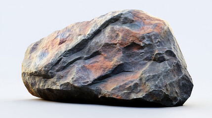 A Large Grey And Orange Rock Isolated On White