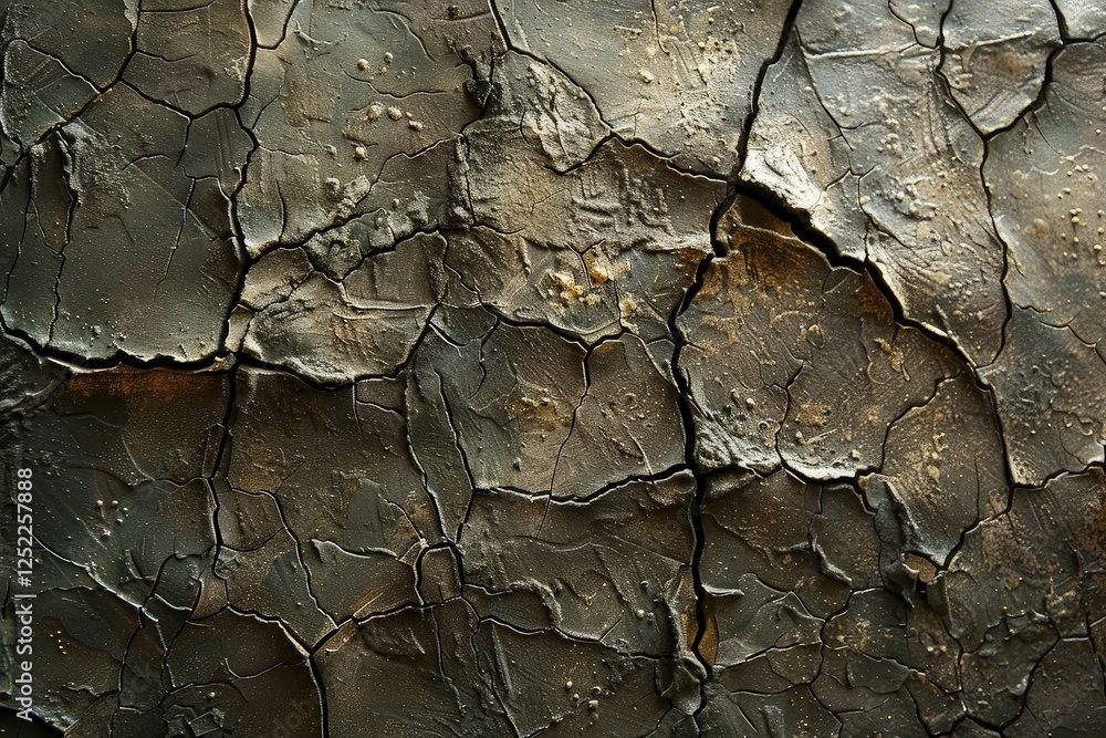 Aufkleber detailed textured background of cracked dark surface showing natural patterns and depth for artistic