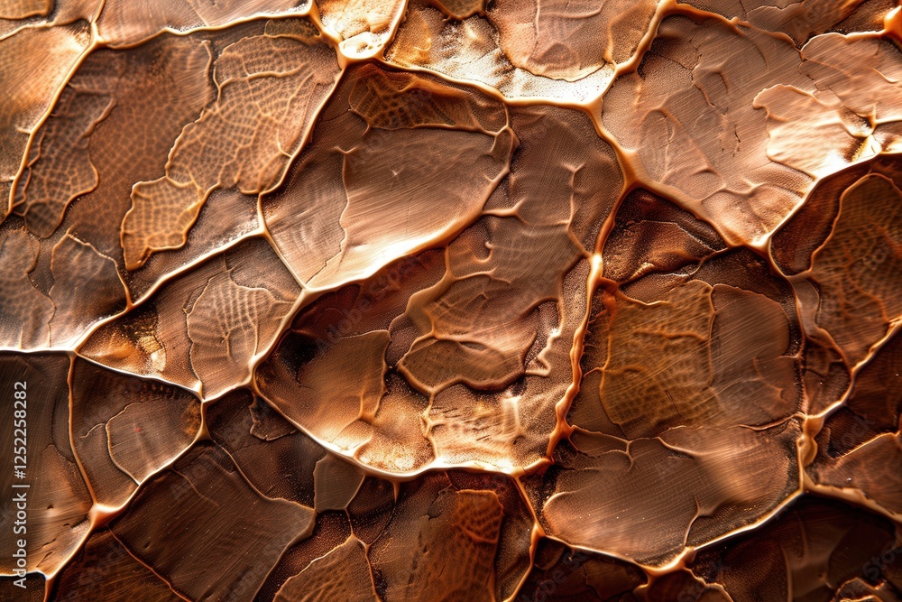 Poster abstract texture of polished copper surface with intricate patterns and warm tones showcasing natura