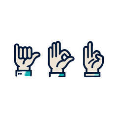 Three Hands Gestures Illustration