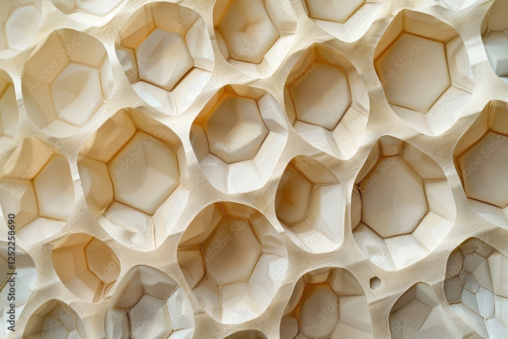 Poster intricate patterns of hexagonal structures in natural honeycomb design and textured background for a