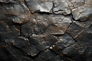 Textured Black Cracked Surface with Deep Grooves and Natural Patterns for Unique Background and Design Elements