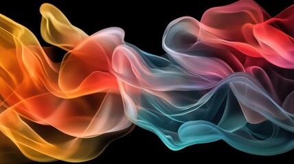 Fototapeta premium Colorful Abstract Smoke Waves Flowing in a Dark Background