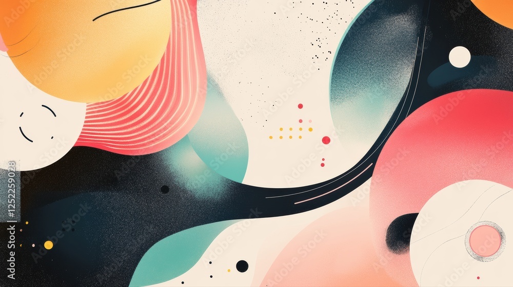 Poster abstract colorful shapes and lines with various textures and patterns