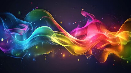 Colorful Abstract Waves of Light on a Dark Background