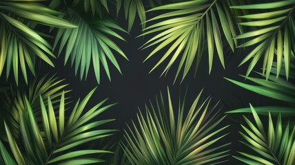 Fototapeta premium Lush Green Tropical Palm Leaves in a Vibrant Natural Background