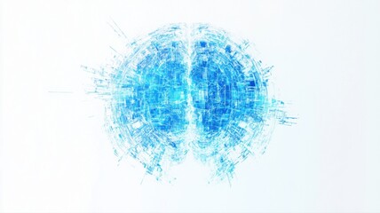 Abstract Blue Brain Design with Digital Elements and Connections