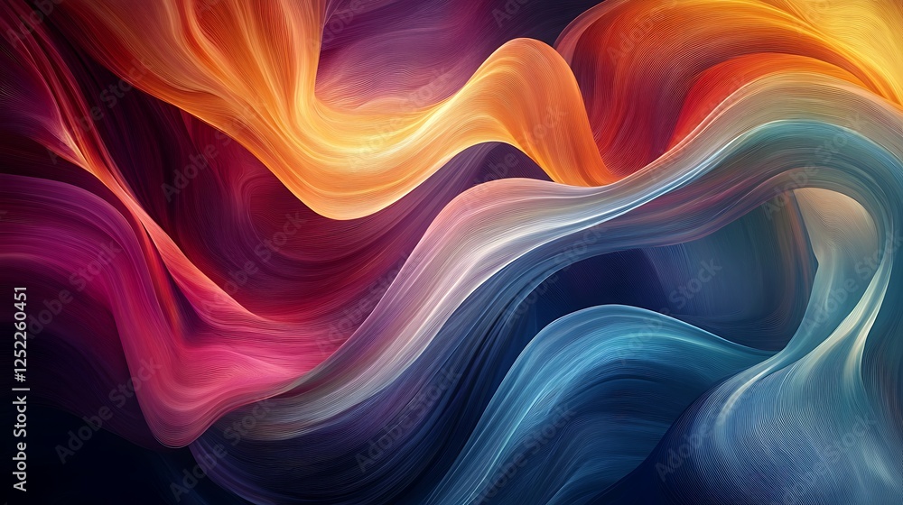 Poster dynamic abstract art showcasing swirling vibrant colors with display of movement and texture.
