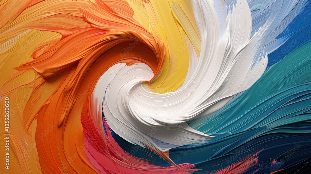 Poster vibrant swirling abstract colorful brush strokes in dynamic motion creating a whirl of artistic expr