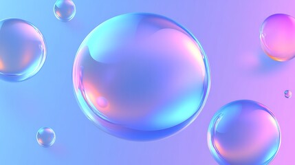 Iridescent Spheres Float on a Pastel Background
