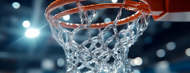 Wet basketball net, arena, game