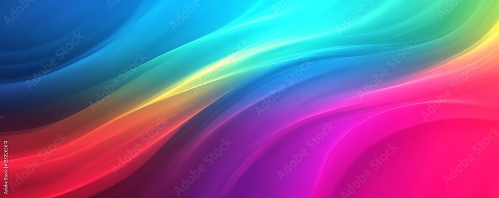 Poster colorful abstract gradient with smooth wave patterns, vibrant spectrum concept
