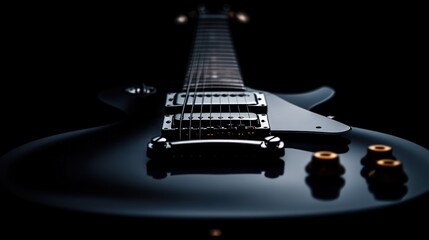 Black Electric Guitar In Dark Studio Setting