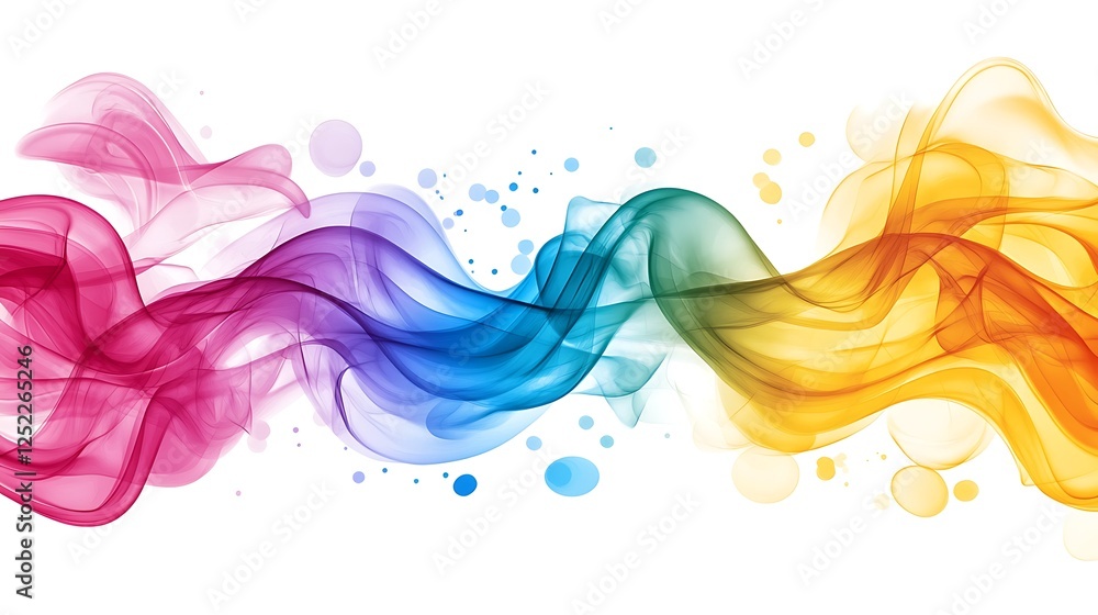 Poster abstract colorful waves flowing dynamically across white space