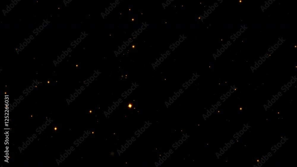 Poster abstract loop glowing gold stars particles falling motion abstract on black background. gold stars p