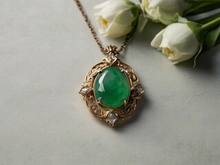 An jadeite necklace with a sophisticated and classic design.