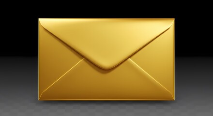 golden mail icon on black