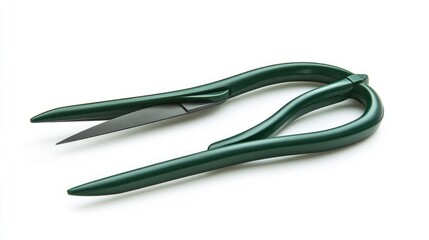 Naklejka premium Green Gardening Scissors on White Background