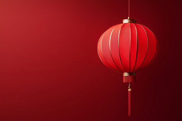 Obraz premium Red Chinese lantern isolated on a red background