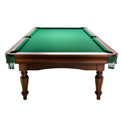 classic billiard table with vibrant green felt surface, perfect for games and gatherings. wooden frame adds elegance and durability to this recreational piece