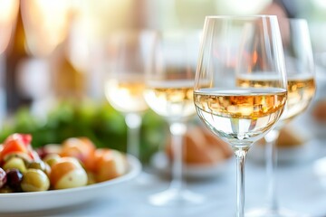 Naklejka premium Celebrating Togetherness Wine and Gourmet Food Experience Elegant Dining Whimsical Atmosphere