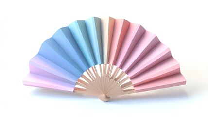 Colorful paper fan isolated on white background