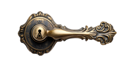 vintage door handle on transparent background