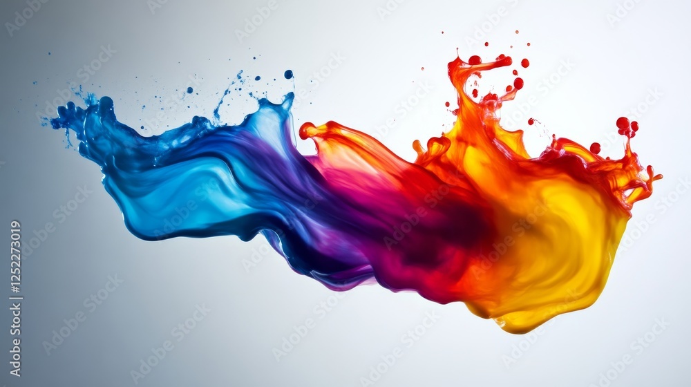 Poster colorful abstract paint splash mixing on white background, artistic expression and creativity concep