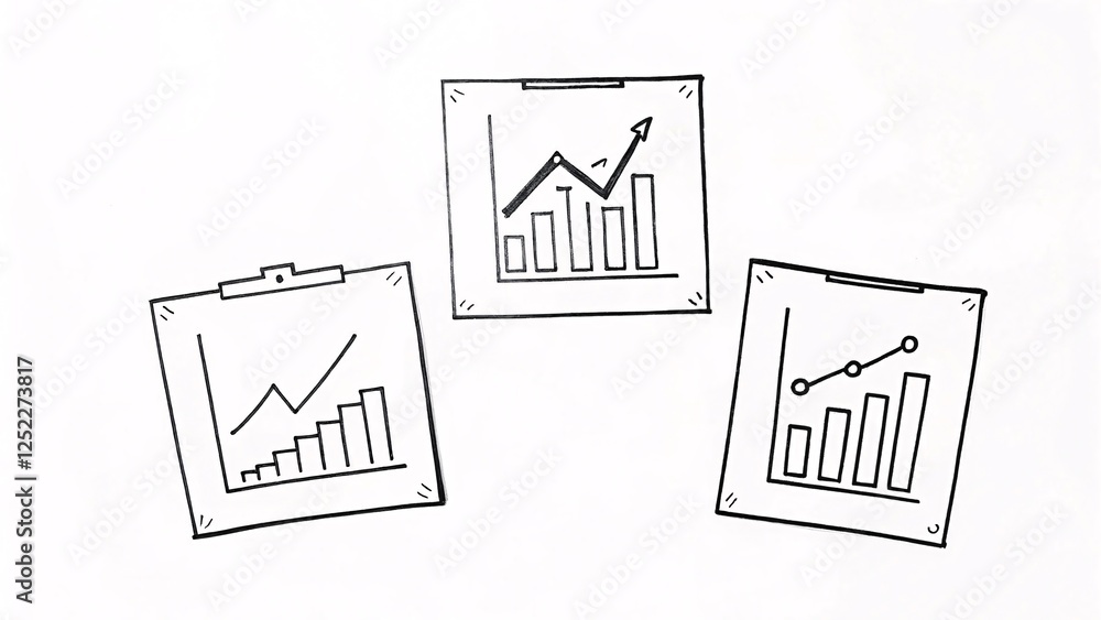 Poster analyzing business growth trends through graphs office space infographics digital environment aerial