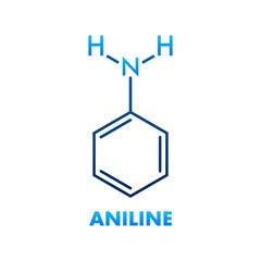 Aniline molecular formula, showing the aminobenzene chemical compound