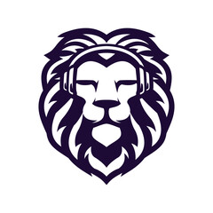 Lion head facing forward using handsfree illustrator logo design