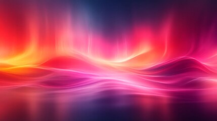 Obraz premium Vibrant abstract aurora borealis with colorful waves, neon red and pink hues. Mystical light show concept
