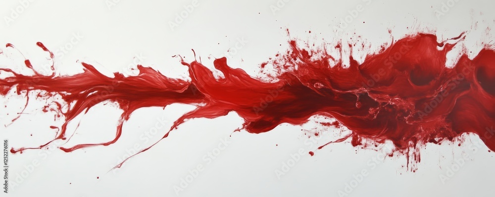 Poster abstract red paint splash on white background, dynamic movement. creative art and design concept