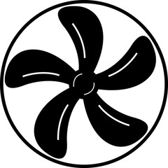Electric fan icon. Air conditioning heating and cooling black fan bicolor line and flat vector isolated on transparent background. Wind symbol , cold temperature design concepts.