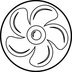 Electric fan icon. Air conditioning heating and cooling black fan bicolor line and flat vector isolated on transparent background. Wind symbol , cold temperature design concepts.