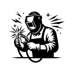 silhouette of argon welder man