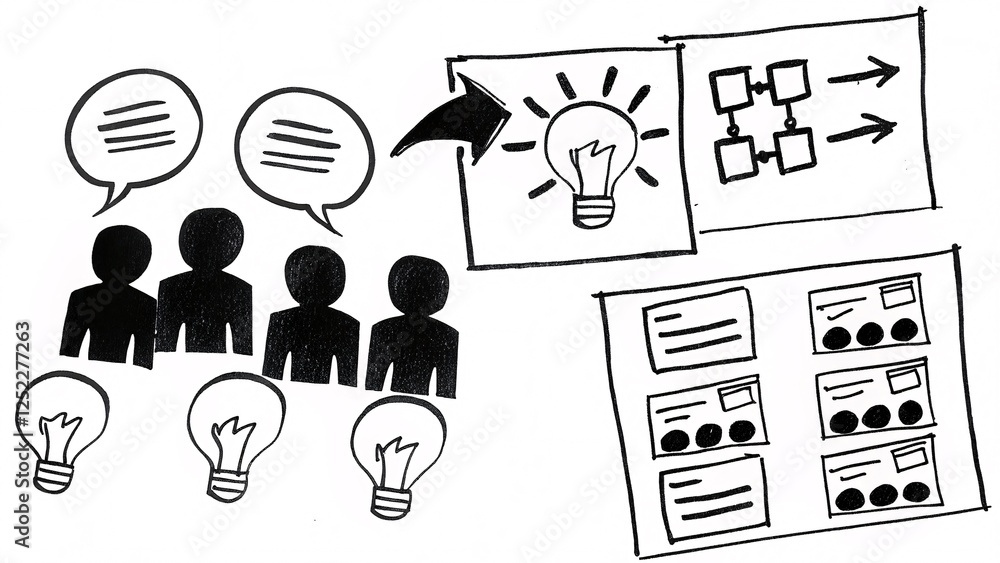 Poster collaborative brainstorming session office space visual content creative environment group perspecti