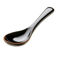 Elegant Deep Curved Lacquered Japanese Soup Spoon Design