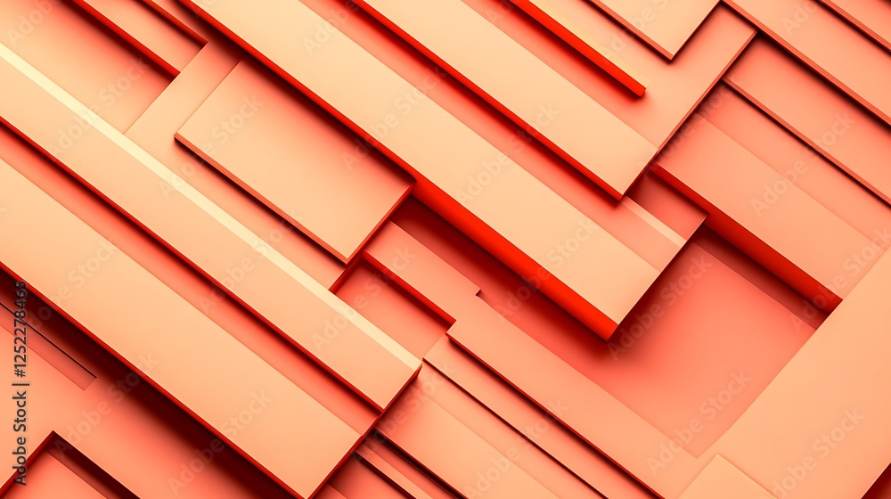 Poster Abstract Coral Rectangular Geometric Pattern Design