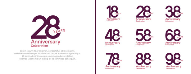 anniversary logotype set. vector design purple color for celebration event