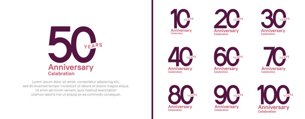 anniversary logotype set. vector design purple color for celebration event