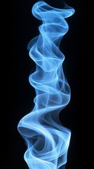 Blue smoke against black background, abstract art. Mystical energy and flow concept