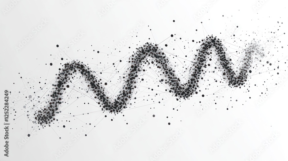 Poster abstract wave of connected dots and lines.