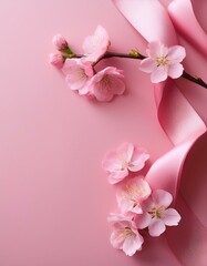 桜の枝とシルクリボン