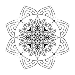 Coloring watercolor flower mandala