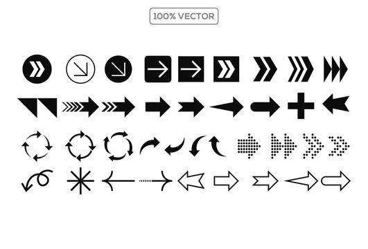 Arrows set of black icons illustration. Arrow icon. Arrow vector collection. Arrow. Cursor. Modern simple arrows. Vector Template