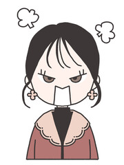怒っている女性のイラスト