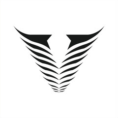 Abstract V letter wing fragments illustrator logo design 