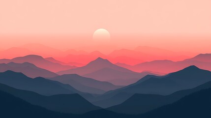 Fototapeta premium Serene Sunset Over Layered Mountain Ranges