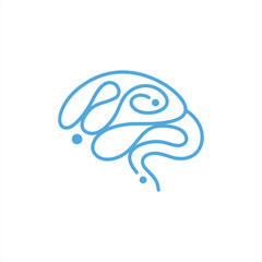 Abstract brain blue color illustrator logo design 